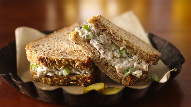 Chicken salad sandwich with grapes